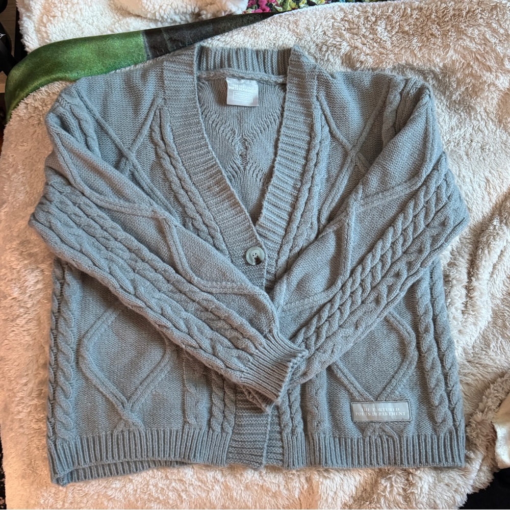Taylor Swift TTPD Tortured Poets Department Gray Knit cardigan authentic xs/ sm